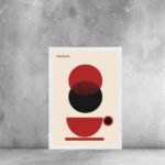 Quadro Xícara de Café Vermelho e Preto - Bauhaus