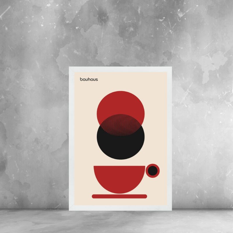 Quadro Xícara de Café Vermelho e Preto - Bauhaus