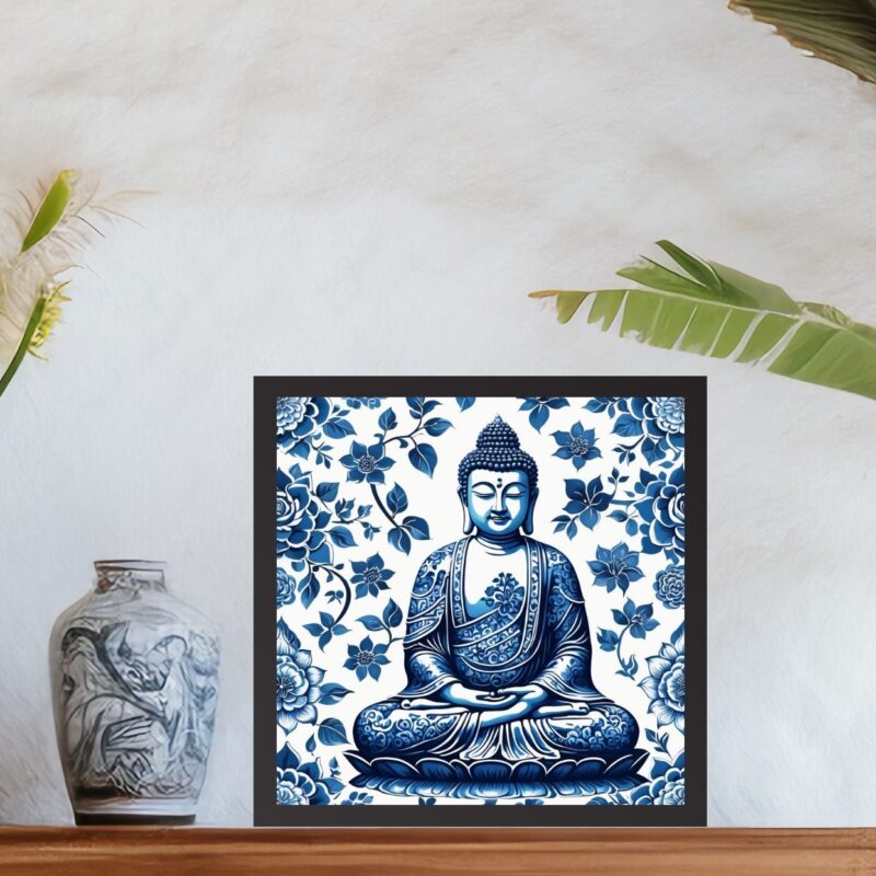 Quadro Buda Estilo Azulejo Português - 33x33 Cm
