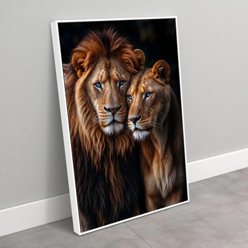 Quadro Casal De Leões - 70x50 Cm