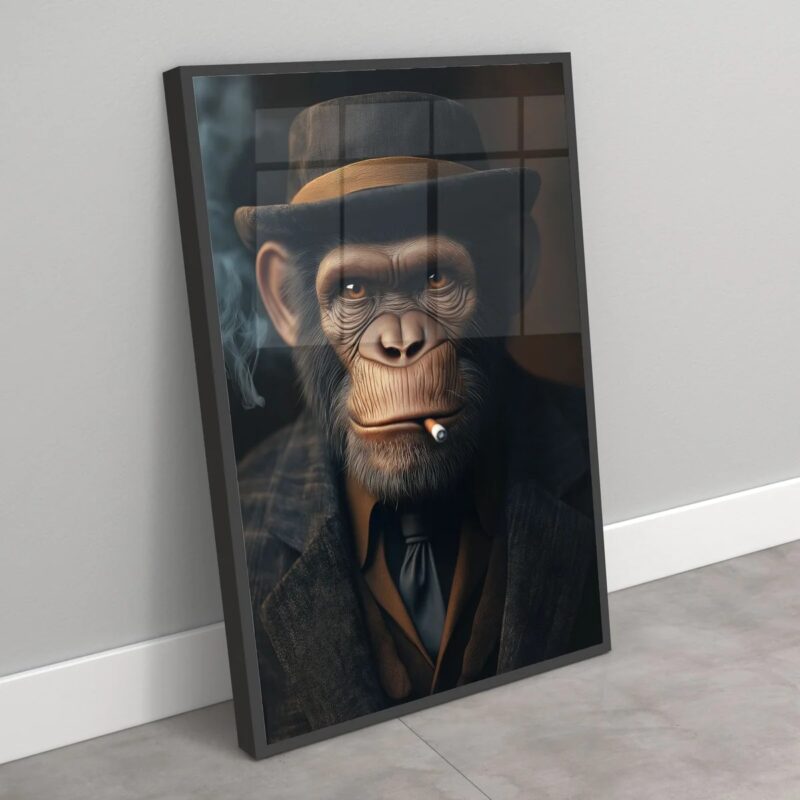 Quadro Chipanzé Gangster - 70x50 Cm