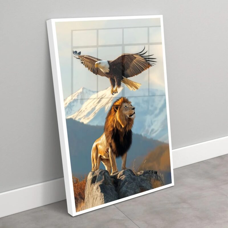 Quadro Decorativo Águia e Leão - 70x50 Cm