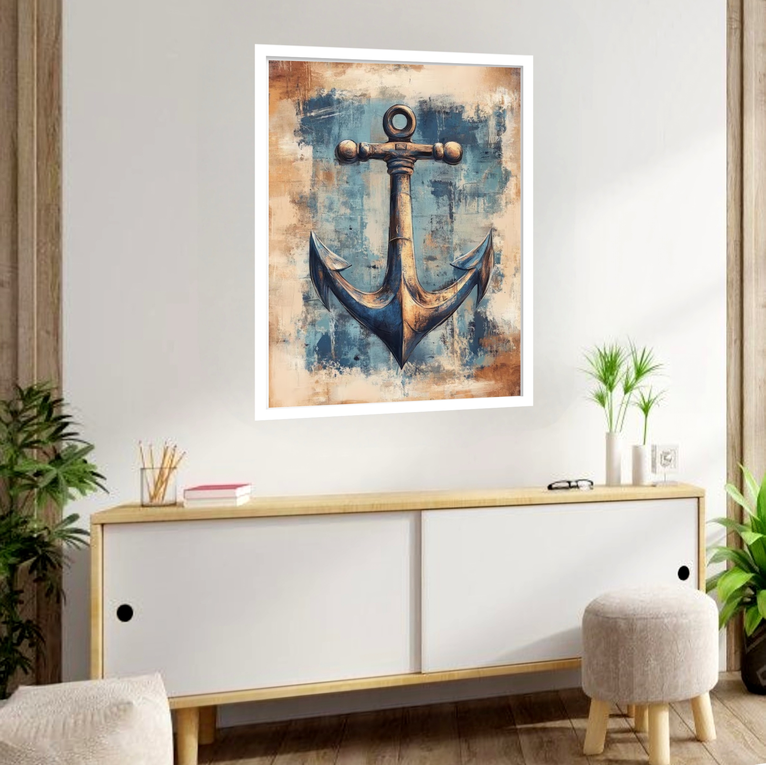Quadro Decorativo Âncora Vintage - 70x50 cm