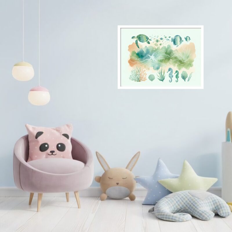 Quadro Decorativo Animais Marinhos - 50x70 cm