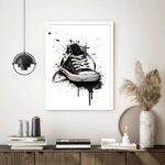 Quadro Decorativo Aquarela Tênis Cano Alto Preto - 70x50 cm