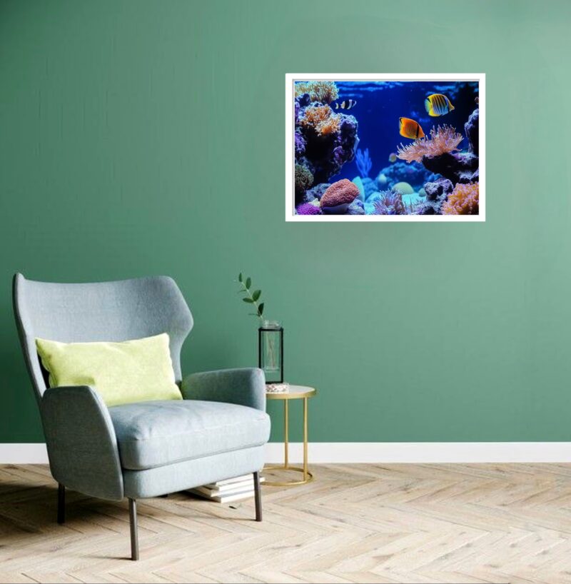 Quadro Decorativo Aquário Peixes Corais - 50x70 cm