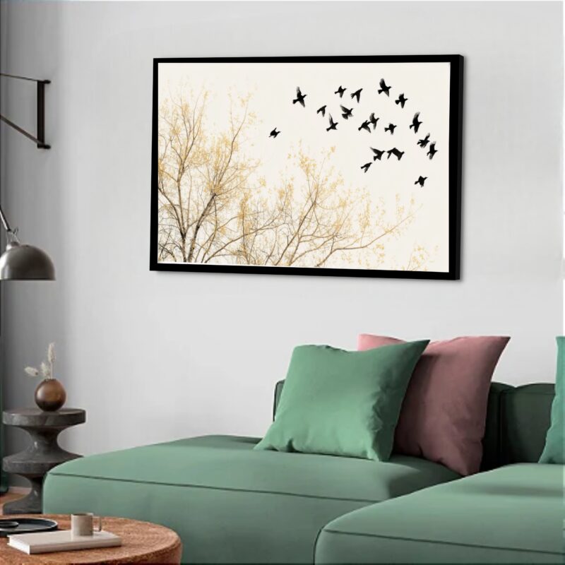 Quadro Decorativo Árvore Passarinhos - 50x70 cm