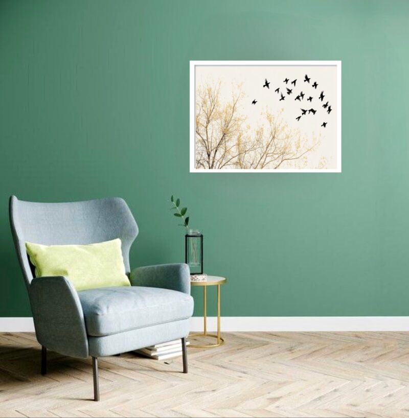 Quadro Decorativo Árvore Passarinhos - 50x70 cm