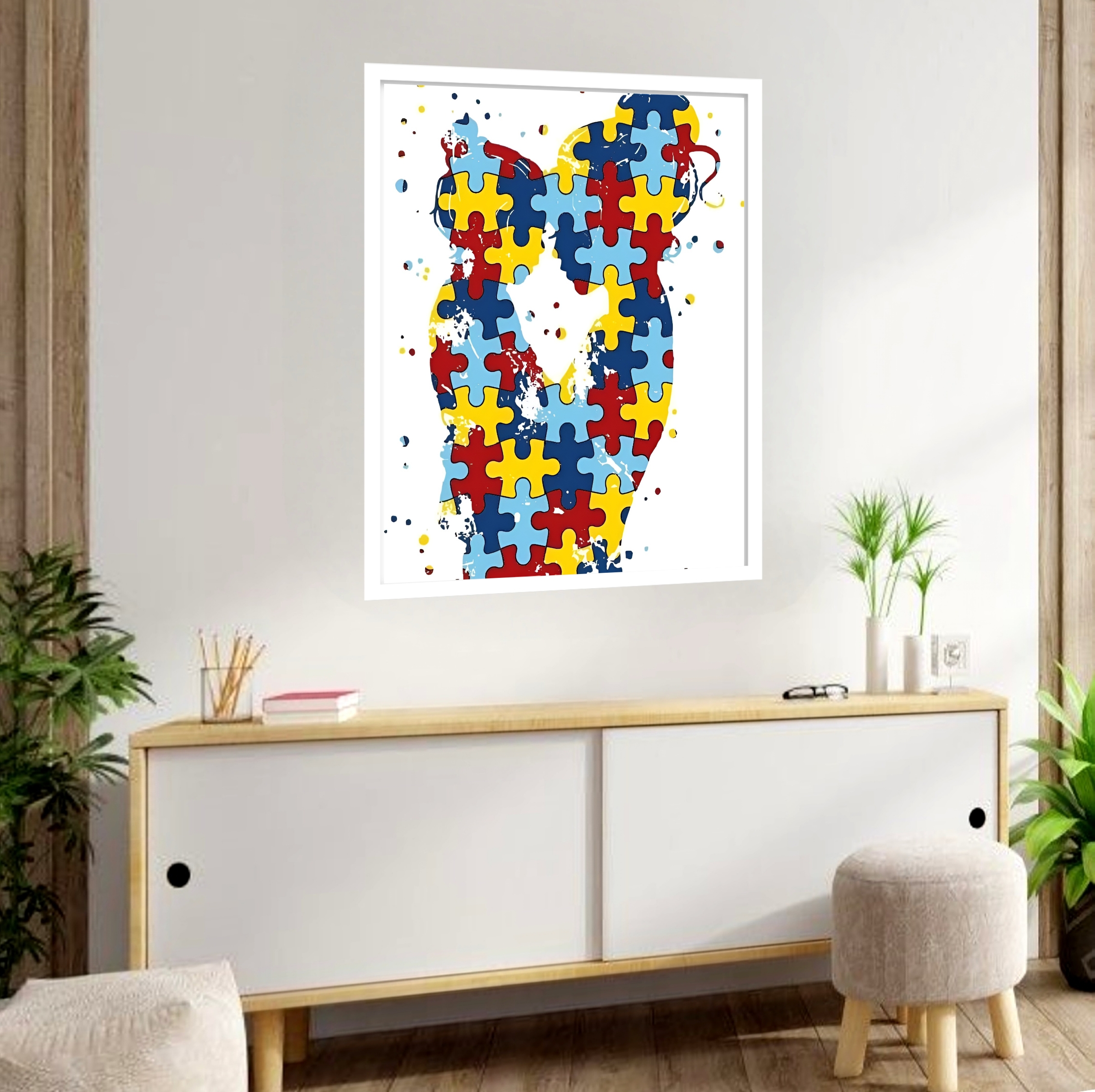 Quadro Decorativo Autismo Mãe Filho - 70x50 cm