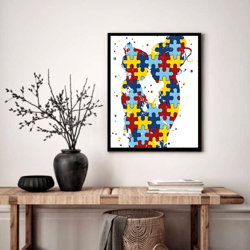 Quadro Decorativo Autismo Mãe Filho - 70x50 cm