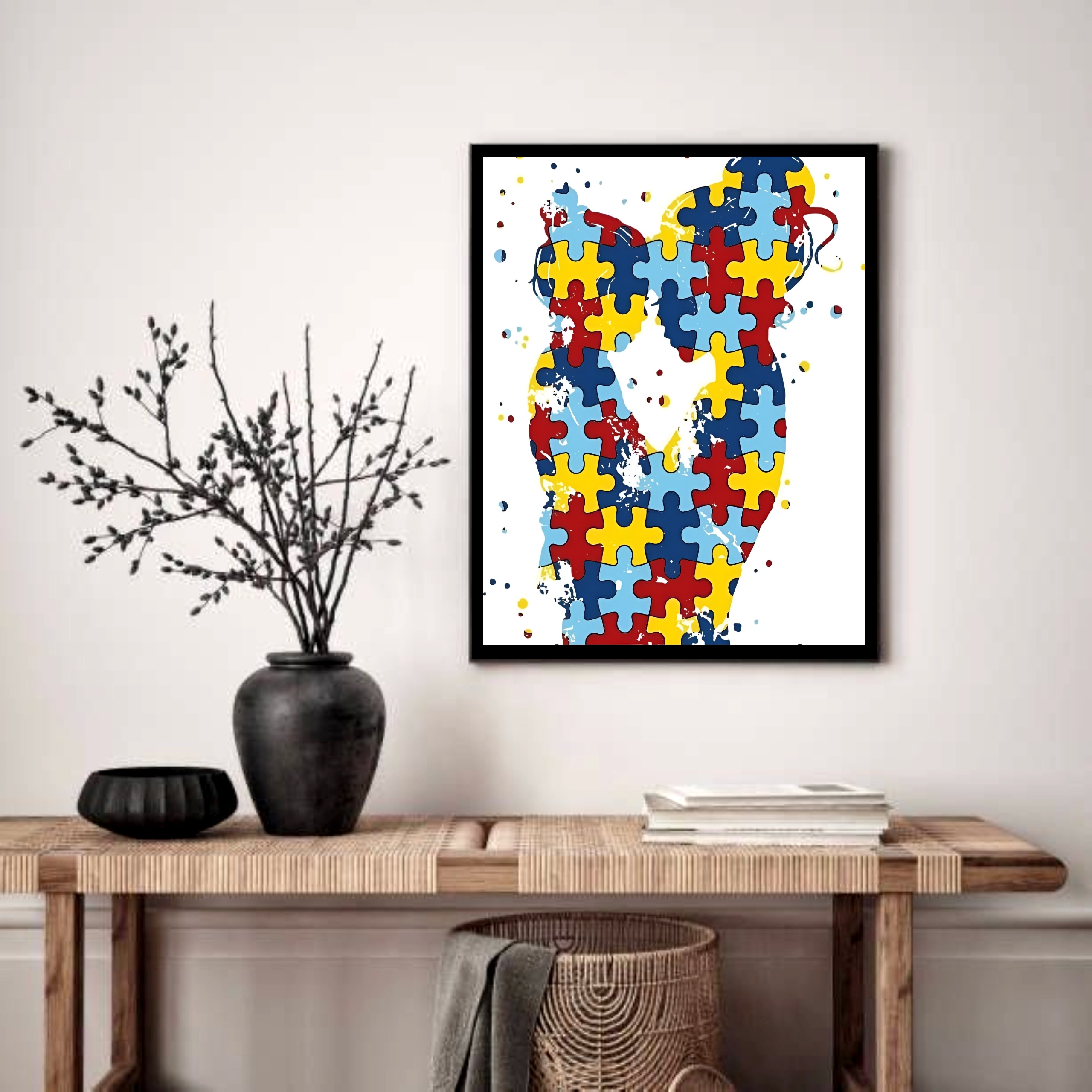 Quadro Decorativo Autismo Mãe Filho - 70x50 cm