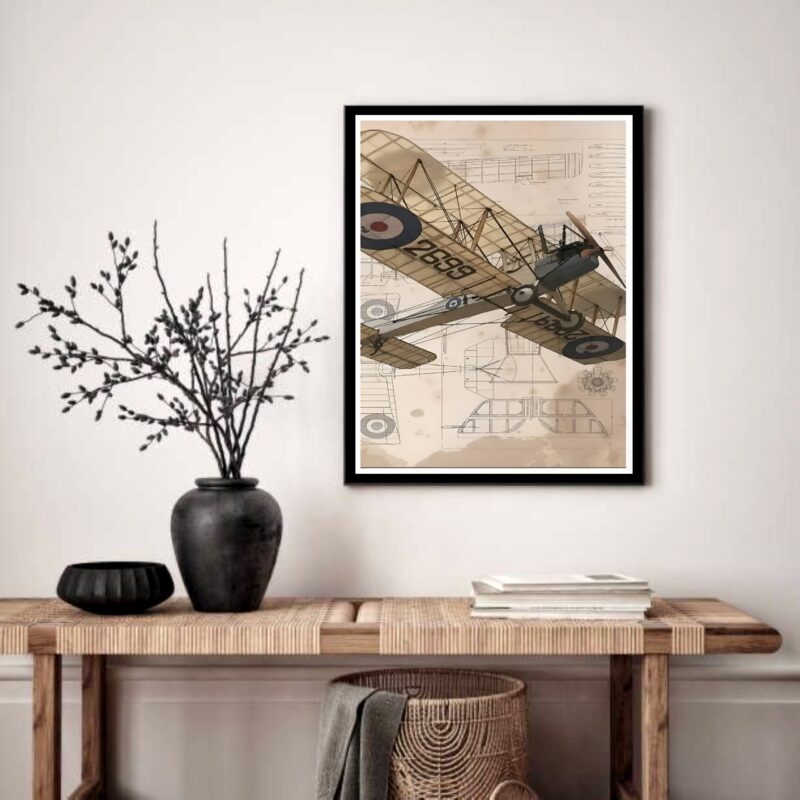 Quadro Decorativo Avião Antigo - 70x50 cm