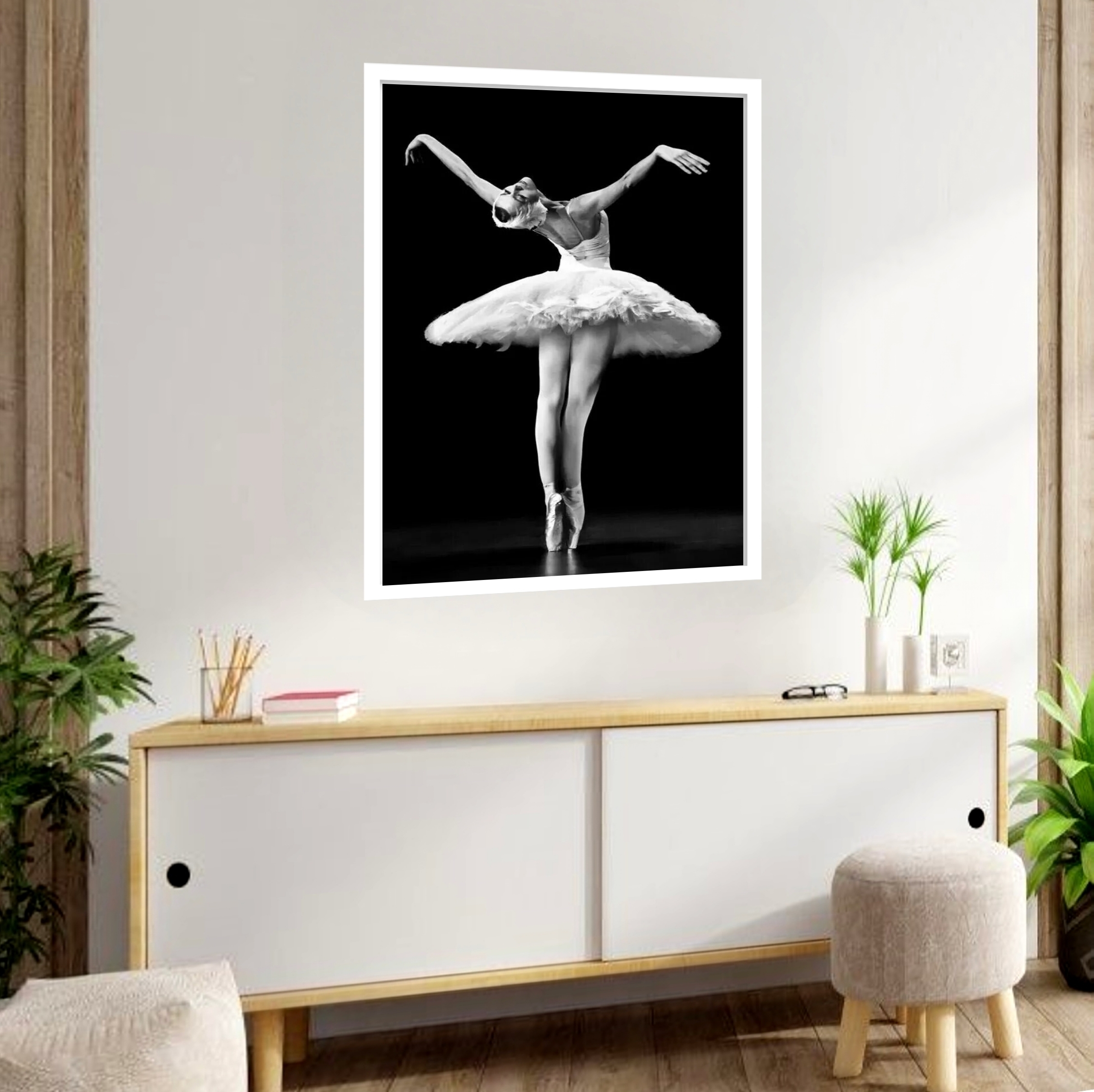 Quadro Decorativo Bailarina P&B - 70x50 cm