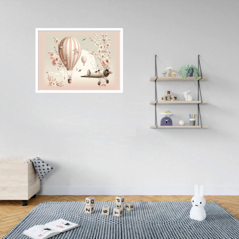 Quadro Decorativo Balão Cerejeira Rosa - 50x70 cm