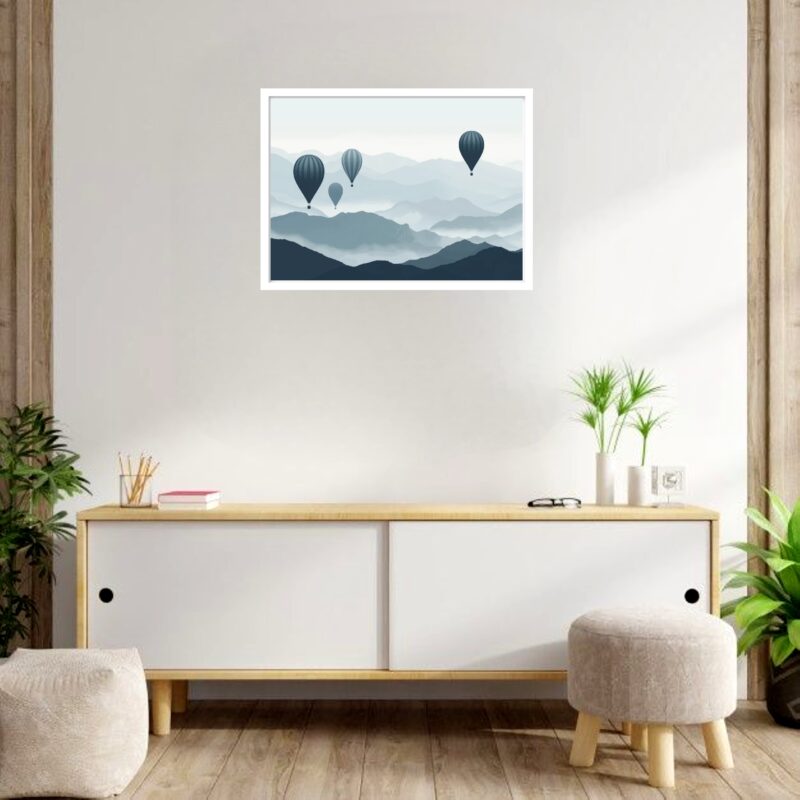 Quadro Decorativo Balão Céu Névoa - 50x70 cm