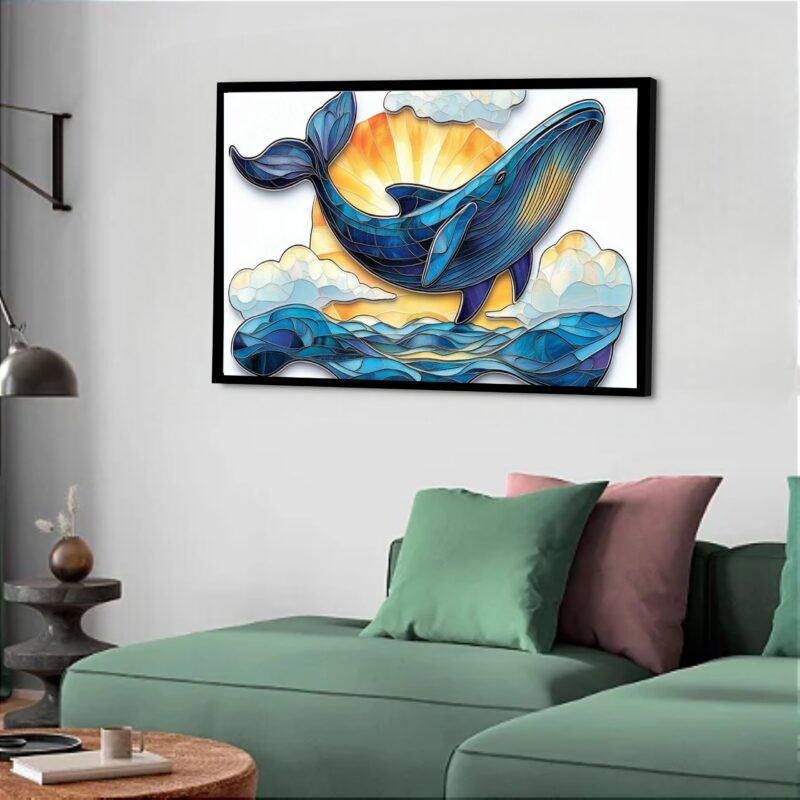 Quadro Decorativo Baleia Azul Sol - 50x70 cm