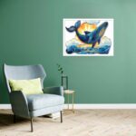 Quadro Decorativo Baleia Azul Sol - 50x70 cm
