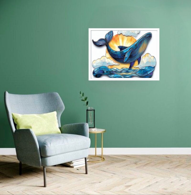 Quadro Decorativo Baleia Azul Sol - 50x70 cm