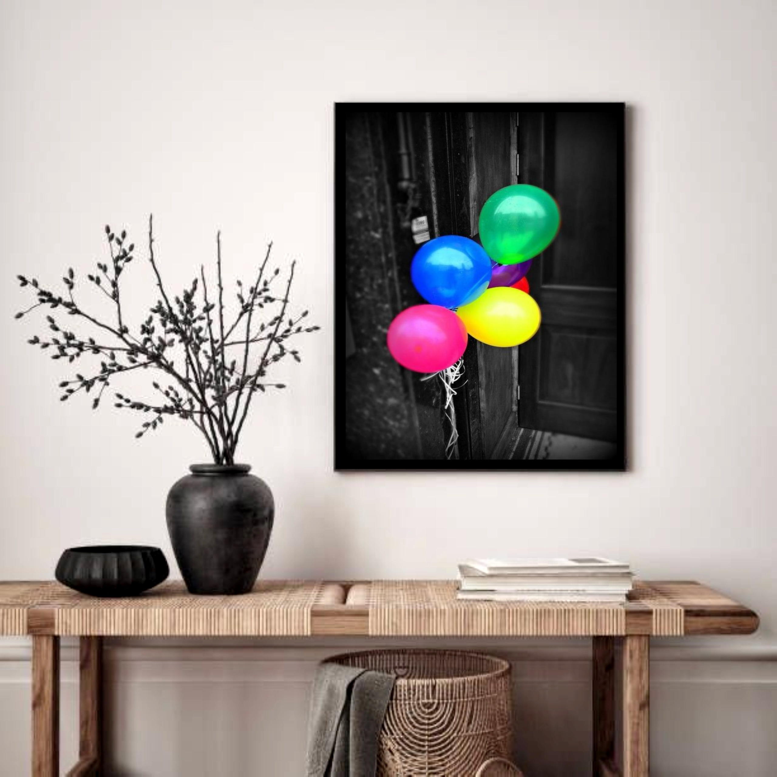 Quadro Decorativo Balões Coloridos - 70x50 cm