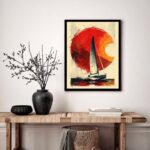 Quadro Decorativo Barco a Vela Ilustração - 70x50 cm
