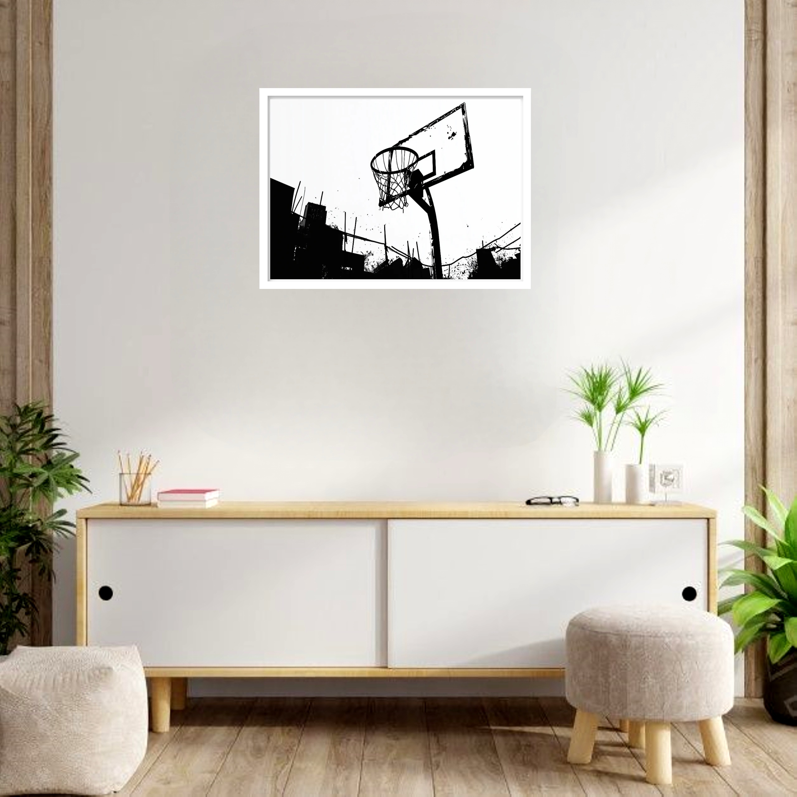 Quadro Decorativo Basquete Gráfico - 50x70 cm