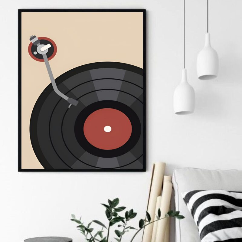 Quadro Decorativo Bauhaus Vitrola Disco - 70x50 cm