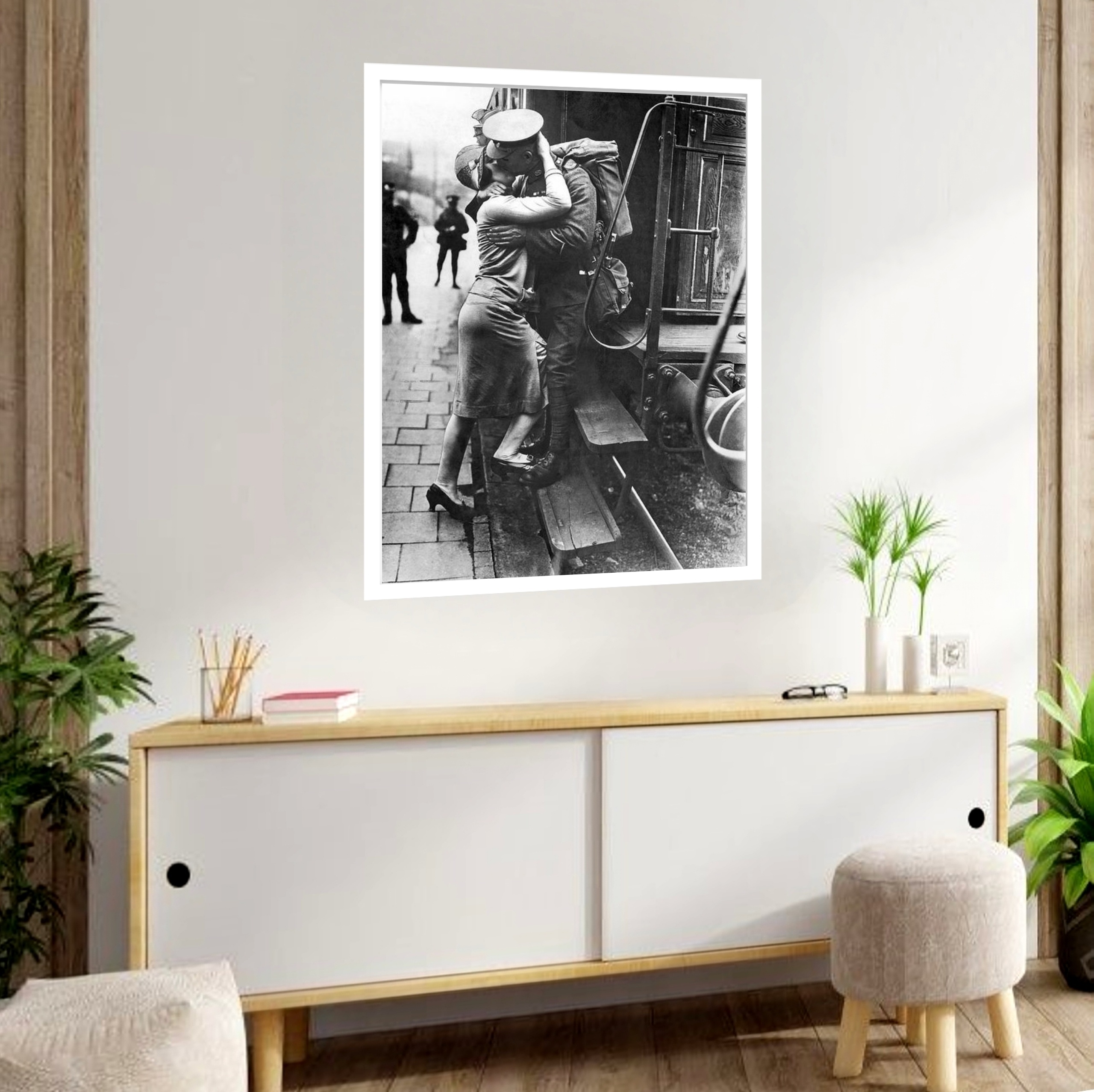 Quadro Decorativo Beijo Casal Despedida - 70x50 cm