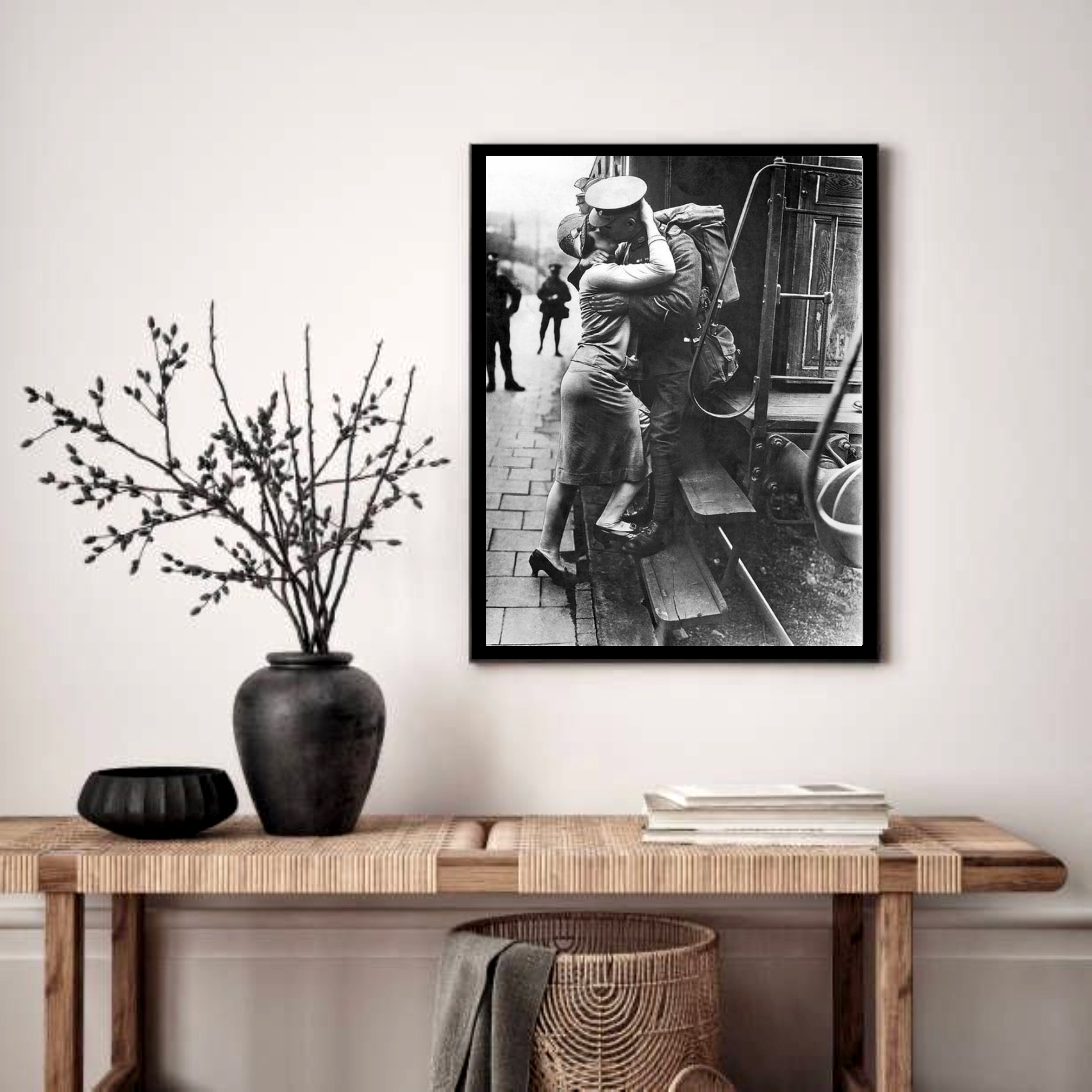 Quadro Decorativo Beijo Casal Despedida - 70x50 cm