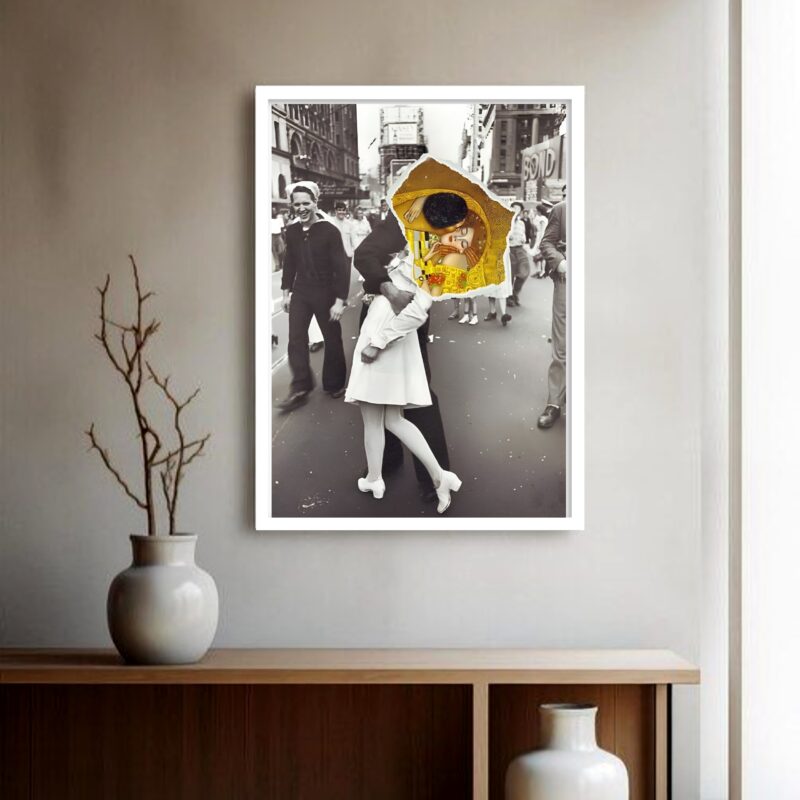 Quadro Decorativo Beijo Casal Retrô - 70x50 cm