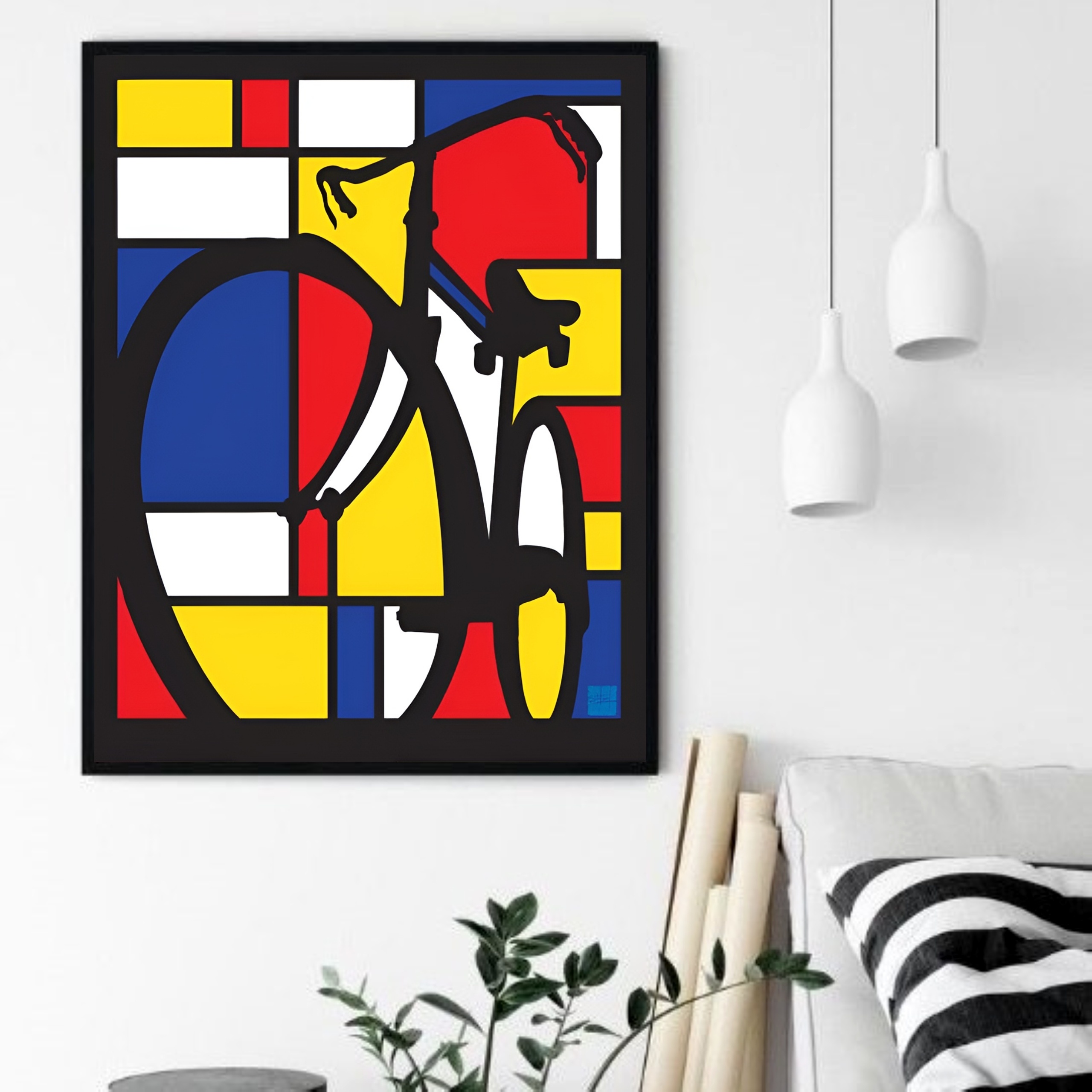 Quadro Decorativo Bicicleta Mondrian - 70x50 cm