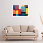 Quadro Decorativo Blocos Coloridos Geométrico - 50x70 cm