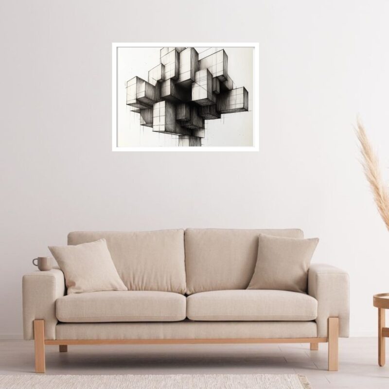 Quadro Decorativo Blocos Geométrico Abstrato - 50x70 cm