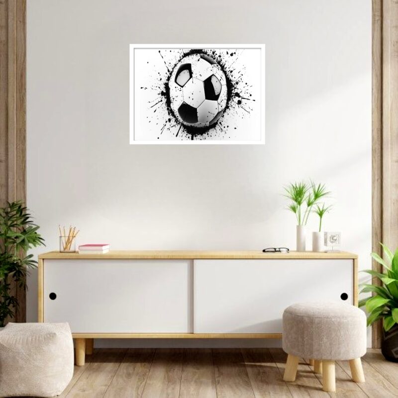 Quadro Decorativo Bola Futebol Respingos - 50x70 cm