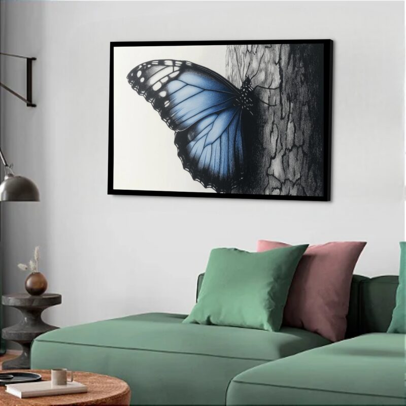 Quadro Decorativo Borboleta Azul Parede - 50x70 cm