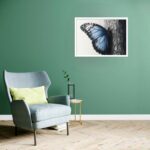 Quadro Decorativo Borboleta Azul Parede - 50x70 cm