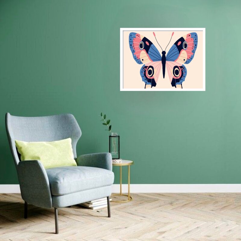 Quadro Decorativo Borboleta Azul Rose - 50x70 cm