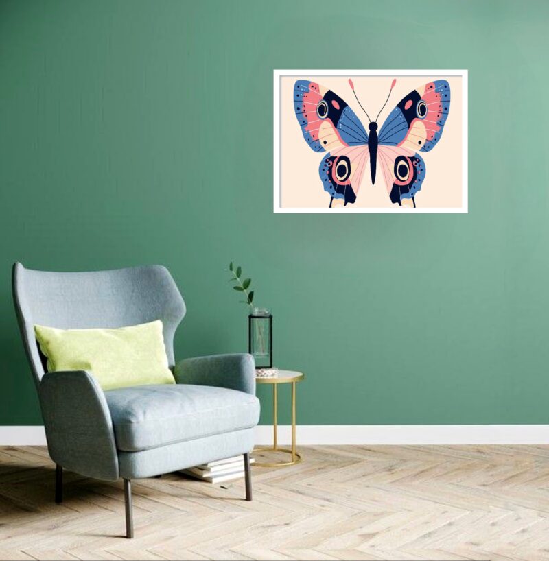 Quadro Decorativo Borboleta Azul Rose - 50x70 cm