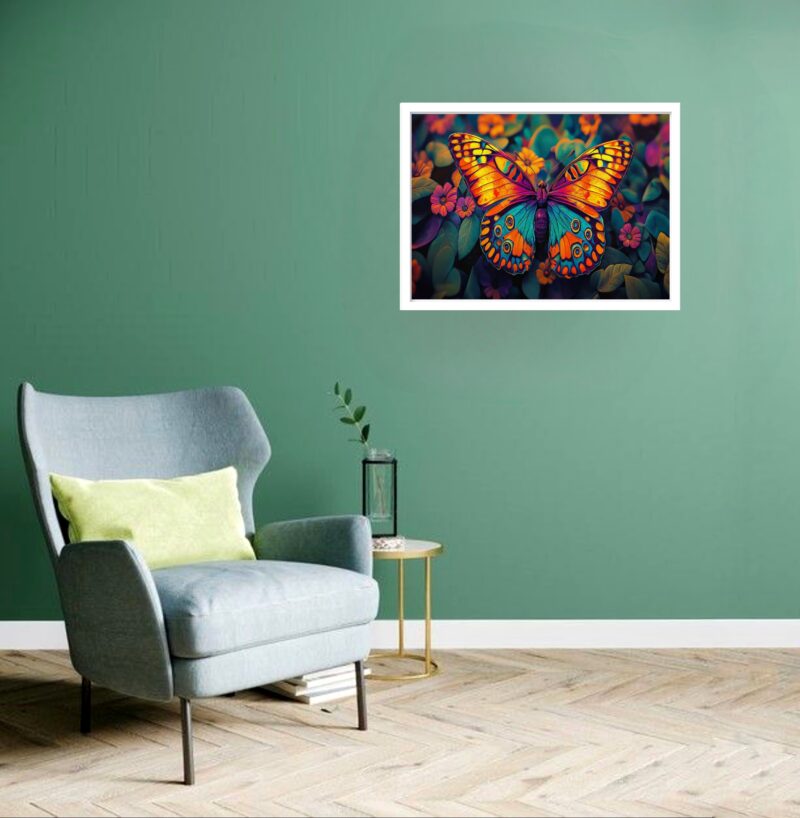 Quadro Decorativo Borboleta Floral - 50x70 cm