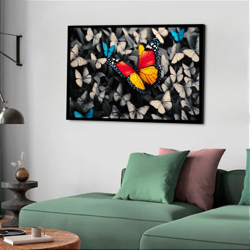 Quadro Decorativo Borboleta Fundo Borboletas - 50x70 cm