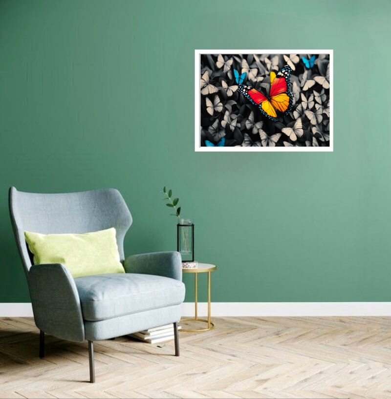 Quadro Decorativo Borboleta Fundo Borboletas - 50x70 cm