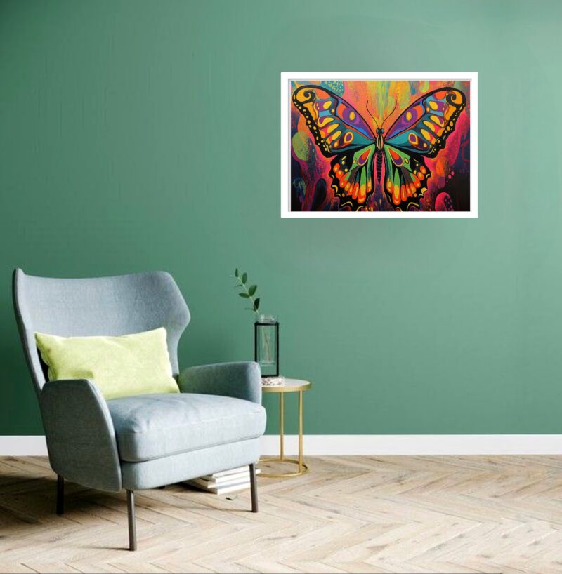 Quadro Decorativo Borboleta Ilustração - 50x70 cm
