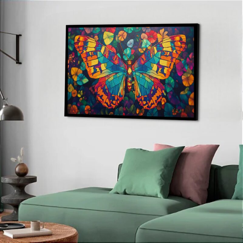 Quadro Decorativo Borboleta Montada Floral - 50x70 cm