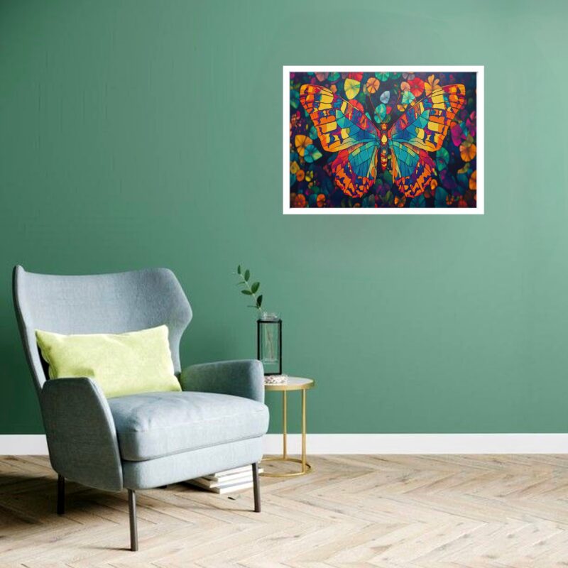 Quadro Decorativo Borboleta Montada Floral - 50x70 cm