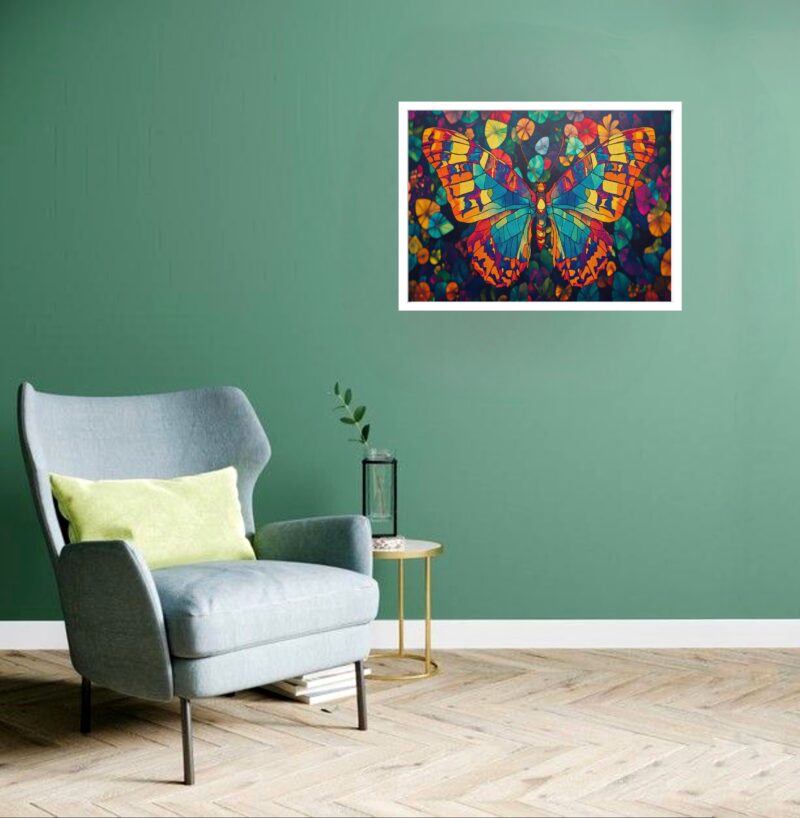 Quadro Decorativo Borboleta Montada Floral - 50x70 cm