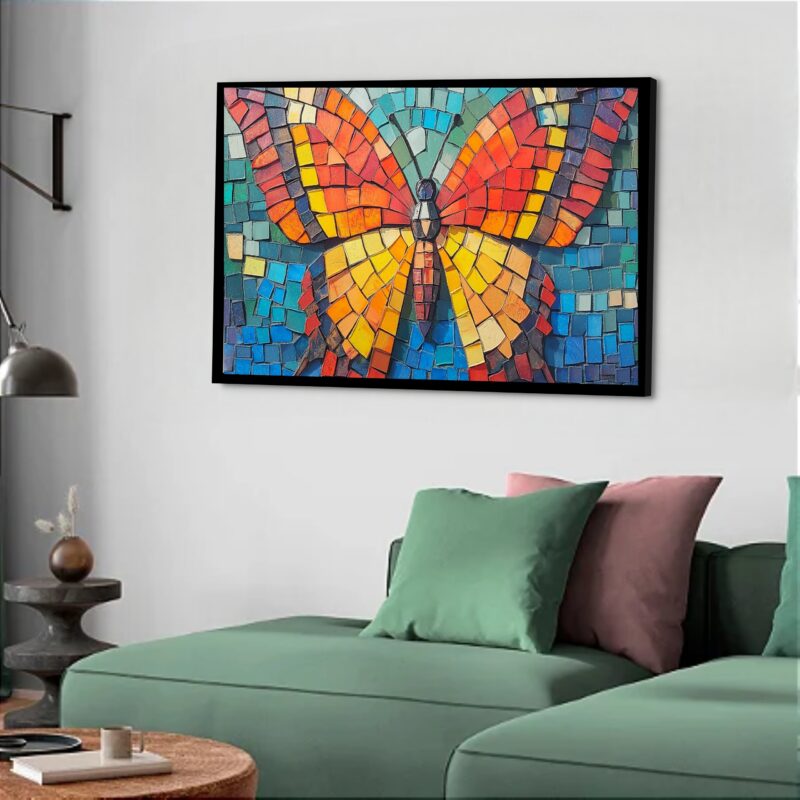 Quadro Decorativo Borboleta Mosaico - 50x70 cm