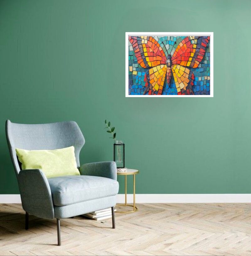 Quadro Decorativo Borboleta Mosaico - 50x70 cm