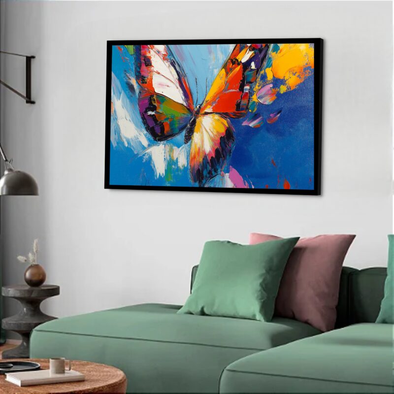 Quadro Decorativo Borboleta Painel Azul - 50x70 cm
