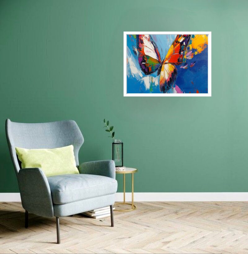 Quadro Decorativo Borboleta Painel Azul - 50x70 cm