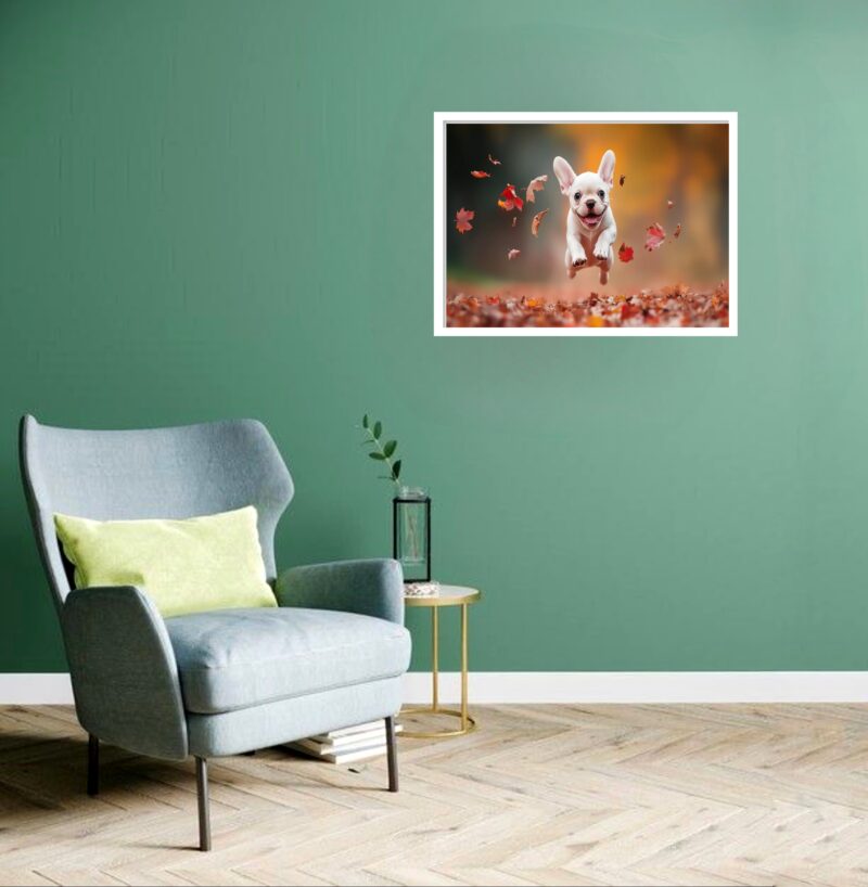 Quadro Decorativo Buldogue Correndo Feliz - 50x70 cm