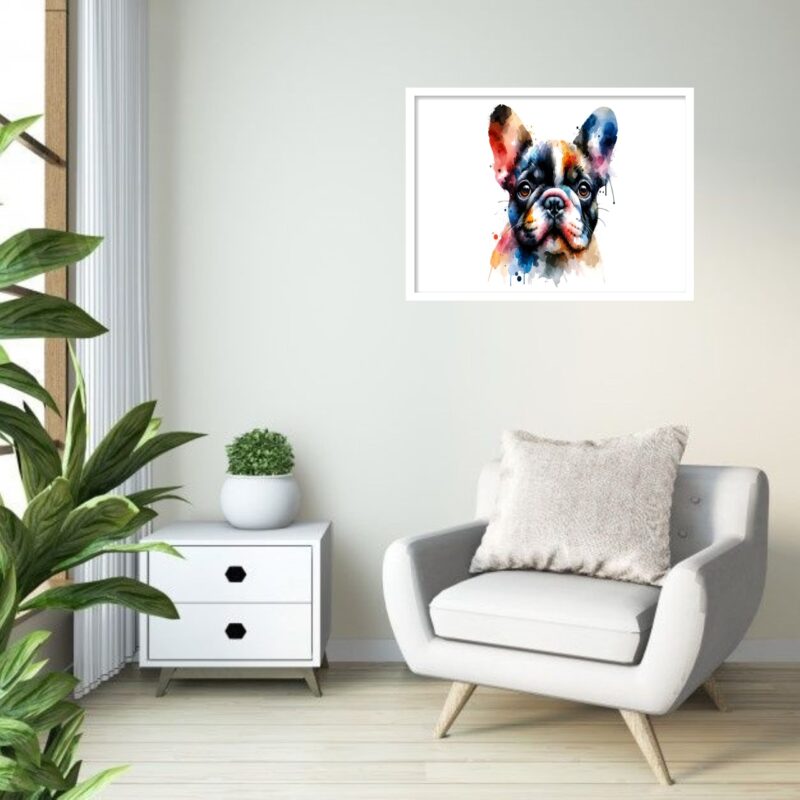 Quadro Decorativo Bulldog Francês Aquarela - 50x70 cm